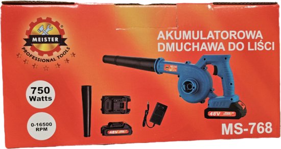 Meister MS-768 Accu Bladblazer - 48V / 6000 mAh - 750W - 16.500 RPM - Inclusief Accu en Lader