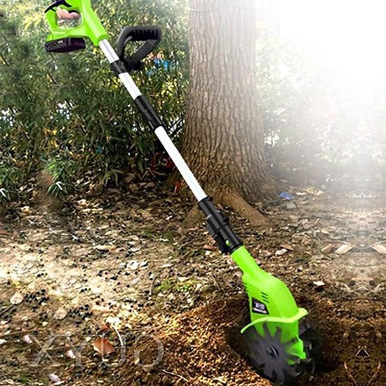 MekUk Electric Tiller Cultivator Cordless Garden Cutter, 20V 250RPM Battery Garden Tiller, 97-127 cm Adjustable Handle for Digging, Weed Removal