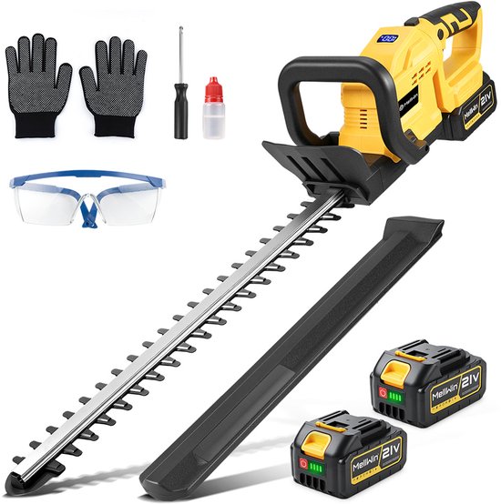 MellWin Accu Heggenschaar - 54 cm Dual-Action - Elektrische heggensnijder - met 2 x 4.0 Ah accu's - 180° draaibare greep - voor tuin, struiken en heggen