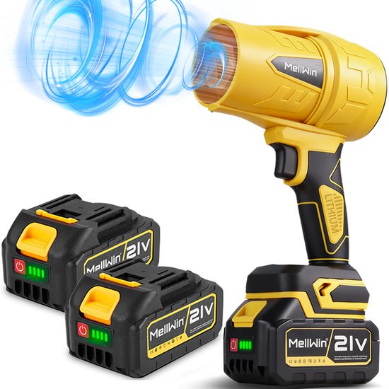 MellWin Elektrische Blazer - Accu Bladblazer - 270 m/s - Borstelloze Motor - Accuventilator - met 2 x accu's en oplader - Handblazer - Lichtgewicht - Krachtig