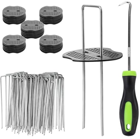 Membraanharingen voor onkruidbestrijding met bufferringen - 50 stuks, 150 mm, voor tuinlandschap en bodembedekking van Merkloos	