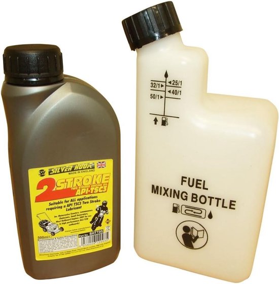 Mengfles voor 2-Takt Olie en Benzine 500ml met Mengverhoudingen 25:1 tot 50:1