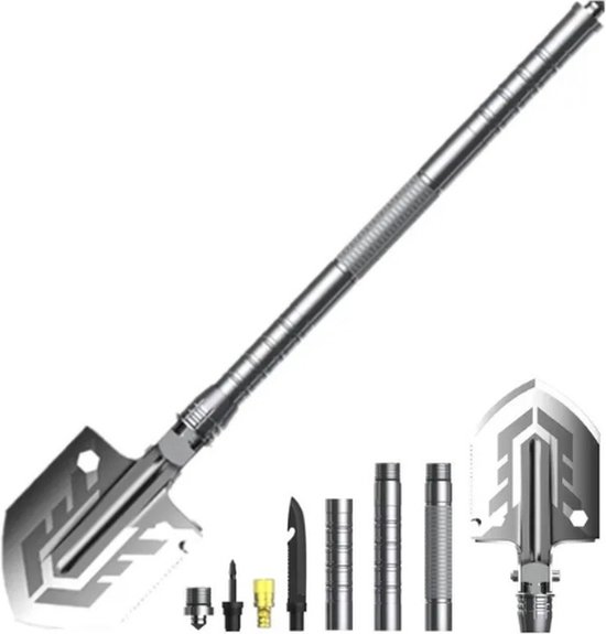 Mercadome® Schep - Schop - Zandschep - Multifunctioneel 6 in 1 - Stevig ontwerp - Compact & draagbaar - Grijs - 68 cm lang van Mercadome