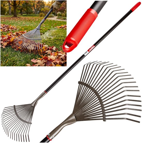 Merkloze Metalen Bladhark 151cm - Efficiënt Bladeren en Gras Harken