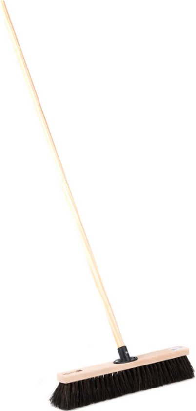 Merto Allround Veegbezem - Arenga Natuurvezelharen - 40 cm - Nat- en Oliebestendig - Inclusief Houten Steel 160 cm van Merto