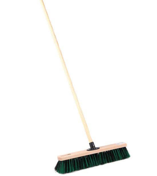 Merto Professionele Veegbezem - Universele Bezemborstels - Tuin en Terrasbezem - Met Houten Steel - Natuurlijke Elaston Borstelharen - 50 cm van Merkloos	