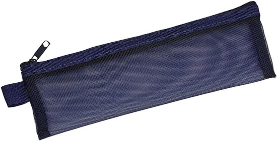 Mesh Etui Pen Tas Organizer Draagbare Multicolor Briefpapier Houder Mini Kantoor School Opslag voor Studenten Meisjes, Blauw, Eenvoudig