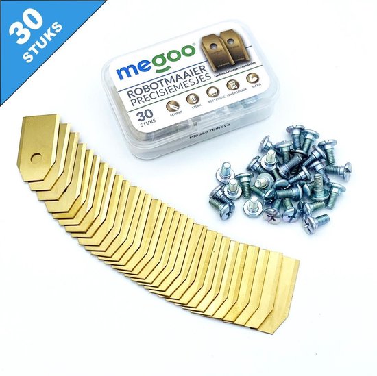 Mesjes voor Gardena robotmaaier - Husqvarna automower - 30st - titanium coat - plastic box - Megoo® van Megoo®