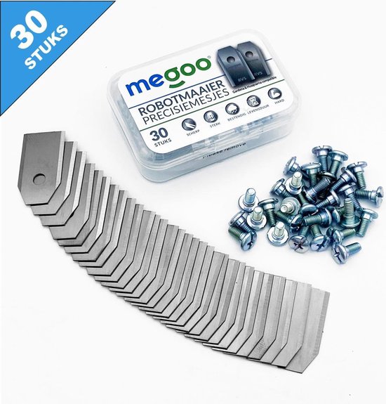 Mesjes voor Husqvarna automower - reservemessen voor Gardena robotmaaier - 30st - RVS - plastic box - Megoo® van Megoo®