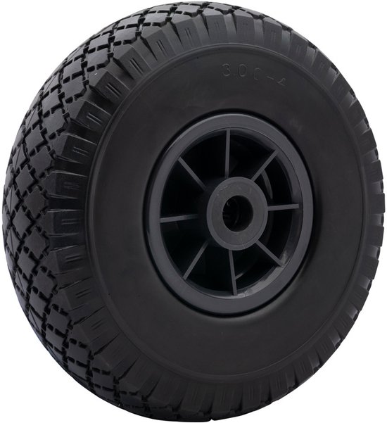 MESO Band voor steekwagen, bolderkar en skelter Anti lek - 3.00-4 - Asgat 20mm - Naaflengte 75mm - Antilek steekwagenwiel - Bolderkarwiel en skelterband - 125kg Draagvermogen Luchtband - Zwart