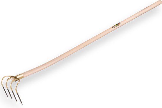 Mesthaak 4 tands van 13 cm met steel 140 cm. van Kinzo Garden