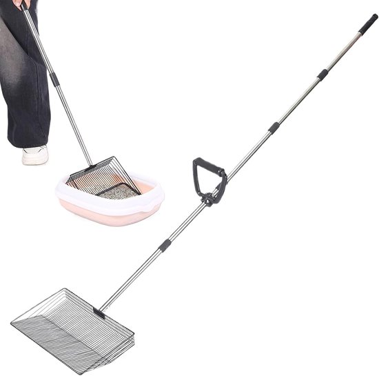 Mestschep - Schep voor mest - Buiten opruimen - Uitschuifbare steel - 173 cm - Zilverkleurig