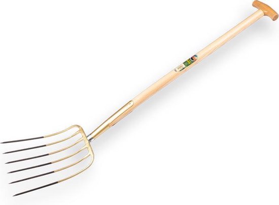 Mestvork / spitvork / compostvork Offner 6 tands brons met T-steel 90 cm van Offner