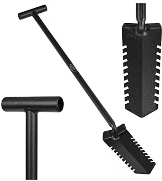 Metaaldetectie schop met dubbel getand mes - Professionele tuin- en graafgereedschap van Merkloos	