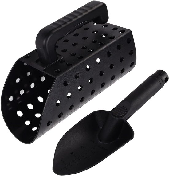 Metaaldetector Schep - Zeef Schep - Schatten Zoeken - Lichtgewicht ABS Materiaal - 29 cm Lengte - Zwart