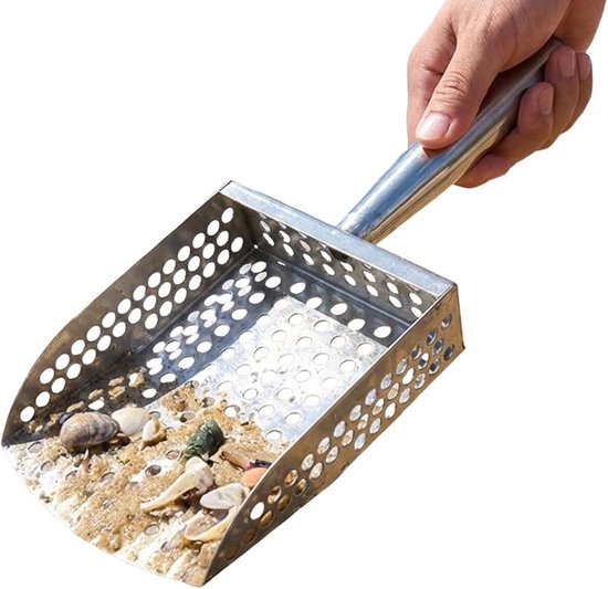 Metaaldetector Schep - Zeef Schep - Schatzoeken Strand - Roestvrij Staal - 30 x 15 cm - Zilver