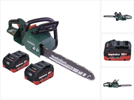 Metabo MS 36-18 LTX BL 40 Accu-kettingzaag 36 V ( 2x 18 V ) 40 cm 22 m/s borstelloos + 2x accu 5,5 Ah - zonder lader