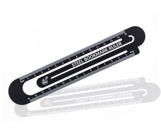 Metal Bookmark Ruler Multifunction Ruler Metal Book Label Ruler Office Supplies Measuring Tool (Black, 15cm) van Merkloos	
