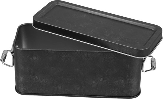 Metal Rectangular Tins - Airtight Lid - Empty Cookie Can - Candy Storage Container - Treat Storage Box voor Candies - Suiker - Chocolade - Snacks - Zwart van Merkloos	