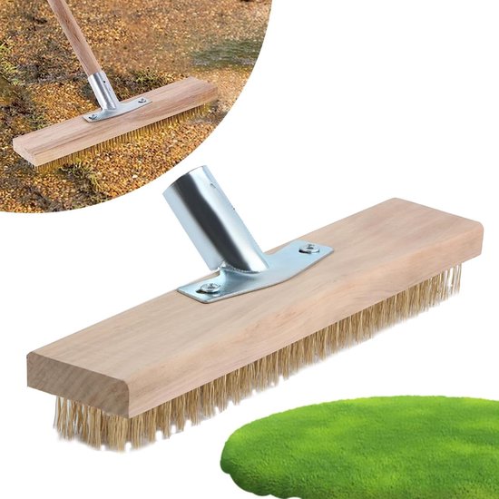 Metalen bezem en borstelset - 30 cm hoogwaardige stalen bezem voor het verwijderen van mos, onkruid en hardnekkige vlekken van Merkloos	