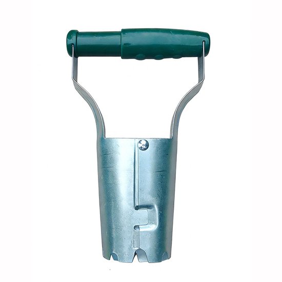 Metalen bloembollenplanter - Bloembollenplanter - Bloembollenverplanter - Grondschep - Verplanter - Met handvat - 23,8*13,5*6 cm - Geschikt voor het planten van bloemen, kleine groene plantjes, enz. - Groen, zilver