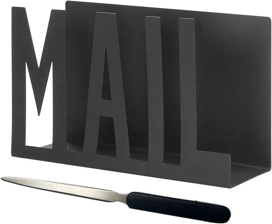 Metalen Briefhouder - Zwarte Metalen Briefverdeler - Zwarte Briefhouder - Zwarte Metalen Uitgesneden Organisator - Met Briefopener - Archiefplank voor Thuis - Kantoor - School - Organisatie en Opberging van Vesey