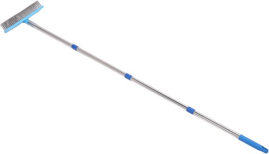 Metalen Draadbezem - Vloerenschrobber - Terrassen Schoonmaken - Telescopische Steel - 160cm Lengte - Zwart