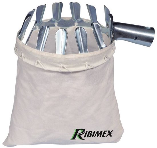 Metalen fruitplukker met katoenen tas van RIBIMEX van Merkloos	