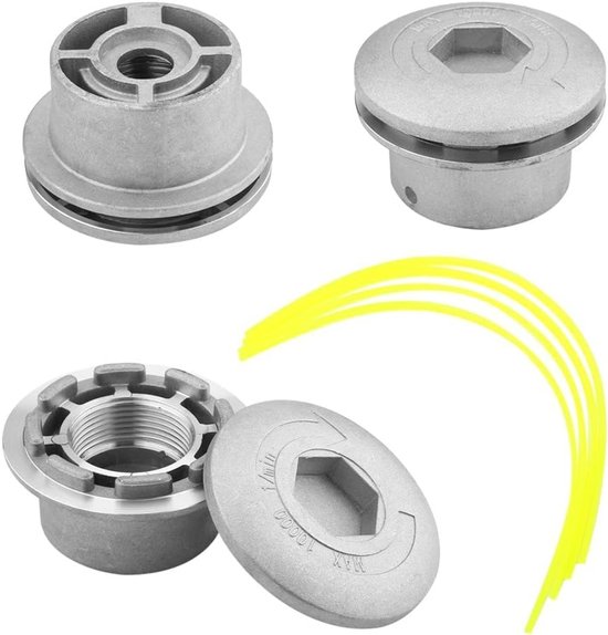 Metalen Grastrimmerkop met 4 Nylon Draad - Aluminium Grastrimmerkop - 7×4.5cm - Tuinonderdeel - Universeel Trimkop voor Grasmaaier en Bosmaaier - voor tuinonderhoud