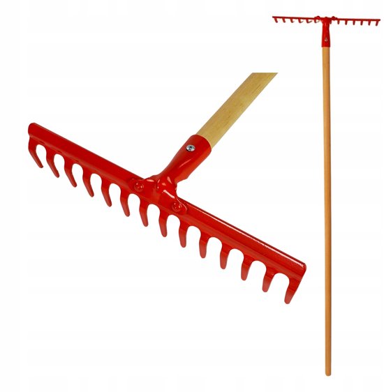 Metalen hark 14 tanden (37cm) met staal 140cm van Merkloos	