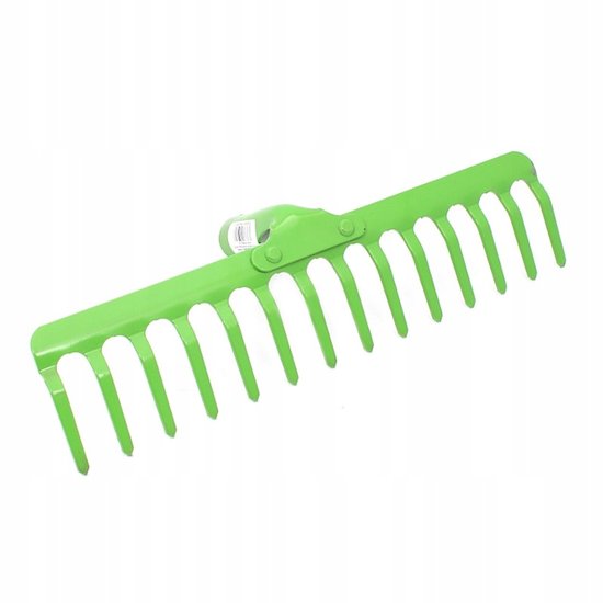 Metalen hark 16 tanden XL groen, sterk voor bladeren en gras van Kinzo
