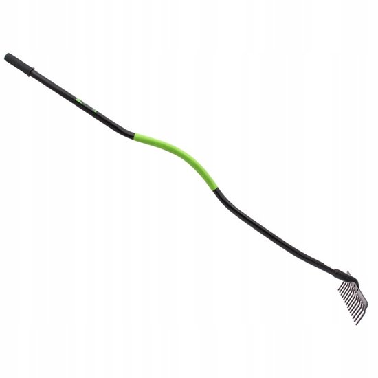 Metalen hark met 14 tanden, 142 cm, ergonomische handgreep van Merkloos	