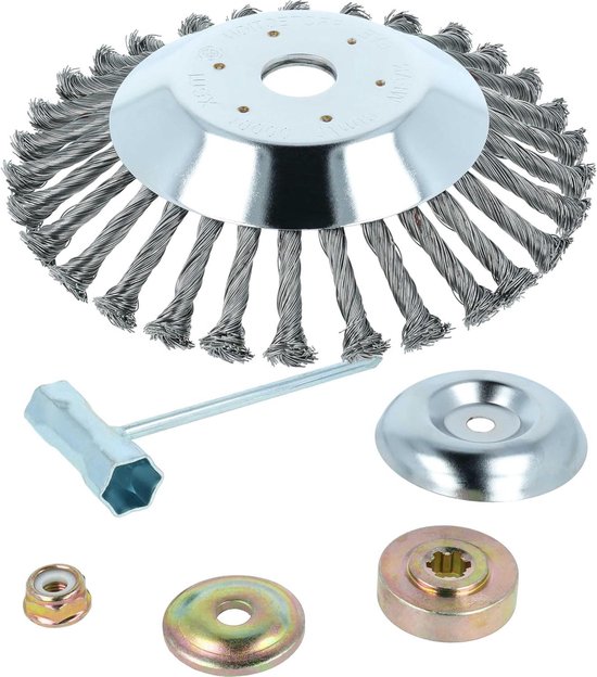 Metalen Onkruidborstel - Onkruidverwijderaar Bosmaaier - Opritten Reinigen - Robuuste Staaldraden - 1007 Gram - Zilver