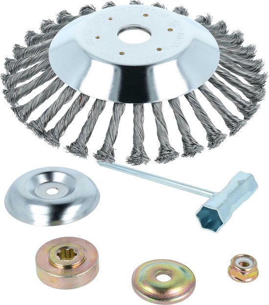 Metalen Onkruidborstel - Onkruidverwijderaar Bosmaaier - Voegen Reinigen - Gehard Staal Gedraaid - 1007 Gram - Zilver