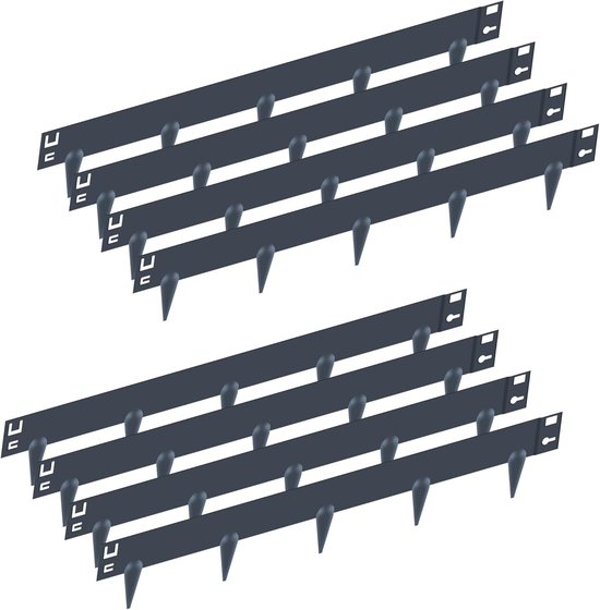 Metalen rand 8 x 106 cm - anthraciet - weerbestendig - ideale oplossing voor tuin en landschap - ShopVlot