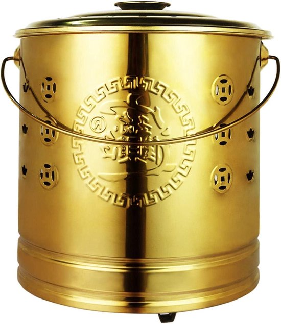 Metalen Tuinverbrander - Vuurton Roestvrijstaal - Afval Verbranden - Vonkenvrije Kap - 26.5 cm - Goud