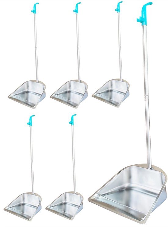 Metalen Veegpan - 6-Pack met Lange Handgreep - 85cm