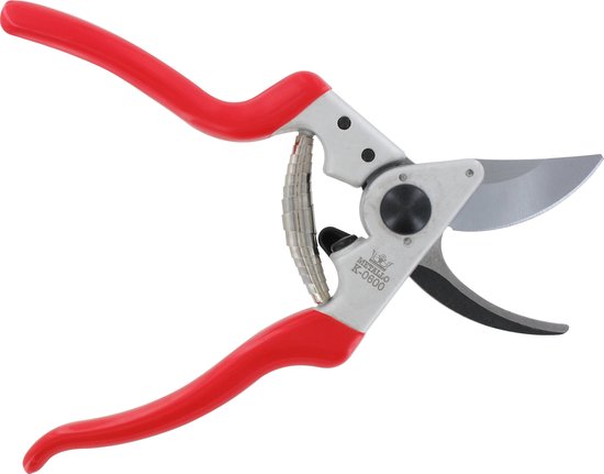 Metallo Ergonomische Snoeischaar - Carbon Gehard Staal - Knipdikte 25 mm - 215 mm - Rood van Metallo