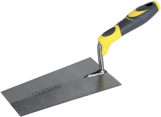 Metselaar Troffel - Vierkante Troffel - Metselwerk Verwerken - Twee Componenten Greep - 18 cm - Grijs/Geel