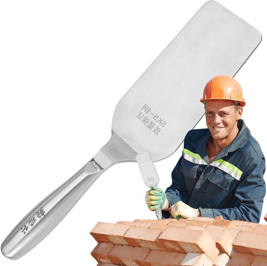 Metseltroffel - Afwerkingstroffel - Voegen en Pleisteren - Robuust Roestvrij Staal - 34 cm - Zilver