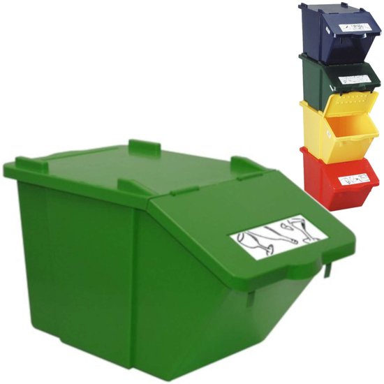 Meva - Afvalscheidingsbak - Stapelbaar - Groen - 45L