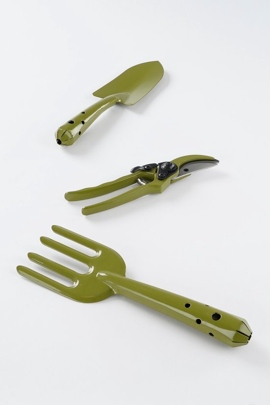 Mica Decorations Tuingereedschap - Set van 3 - Metaal - Groen van Mica Decorations