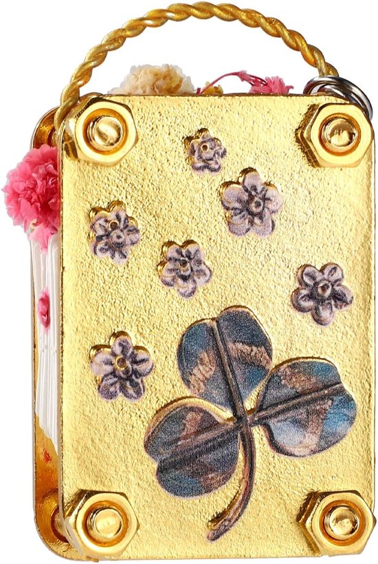 Micro Bloemenpers - Plantenbewaarset - Knutselen met planten - Compact metalen ontwerp - 5 x 3.5 cm - Goud