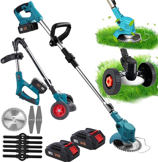 Mila Shop Accu grasmaaier - Grastrimmer - Elektrische grasmaaier - Handgrasmaaier - Inclusief 2 accu's - 18V