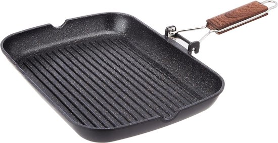 Milieuvriendelijke Titanium Grillpan voor Inductie - 34 x 24 cm met Antiaanbaklaag van Merkloos	