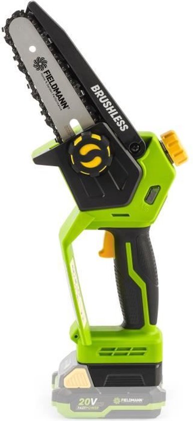 Mini accu kettingzaag - FIELDMANN - 20 V - 127 mm - 11 m/s - Groen en zwart van Merkloos	