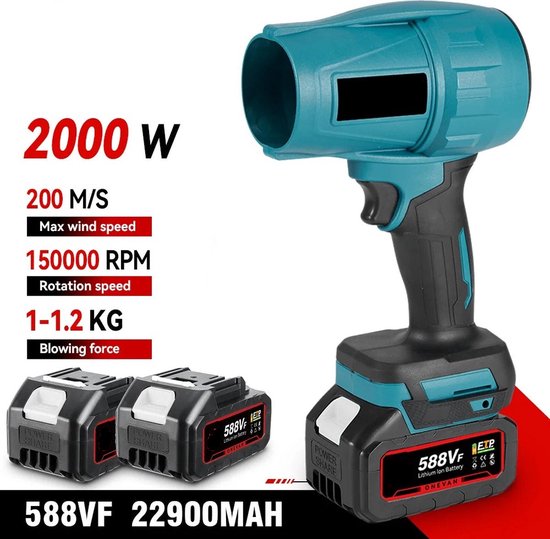 Mini Bladblazer - High Power Blower - Mini Blower - Blower - Bladblazer - 2000W - 720 km/h - 2 x Accu - Draadloos van VONROC
