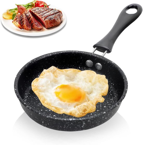 Mini-braadpan - antiaanbakpan - 12 cm - gecoat - mini-inductie - kookpan van steen - geschikt voor inductie - gecoate pan voor gasfornuizen - inductie (14 cm) van Merkloos	