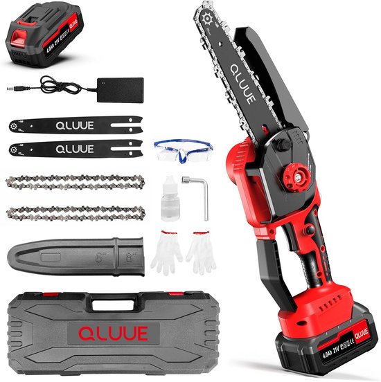 Mini Draadloze Kettingzaag 8 Inch met 8000 mAh Batterij en 1150W Motor voor Hout en Tuinieren