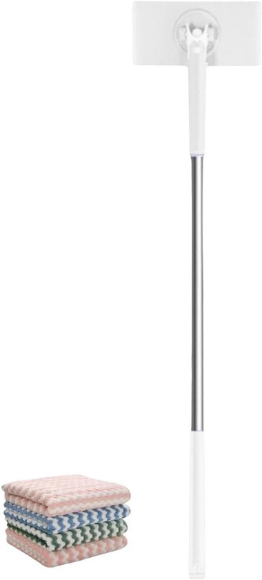 Mini Dweil - Handzame Dweil - Vloeren Reinigen - Automatische Doekwissel - 115 cm - Wit van Merkloos	